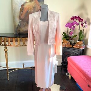 NWT vintage Liz Elana blush beaded dress set of 2
